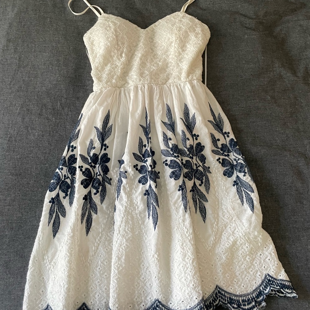 Jimmie White and Blue Floral Dress